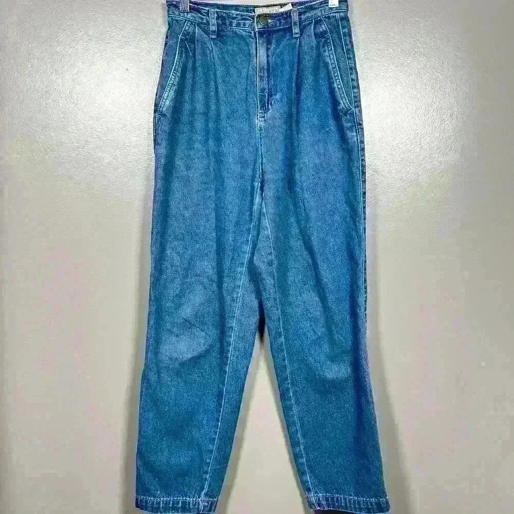VTG MOM JEANS High Rise Mid Wash Soft Tapered Leg Women Size 2 Short Petite